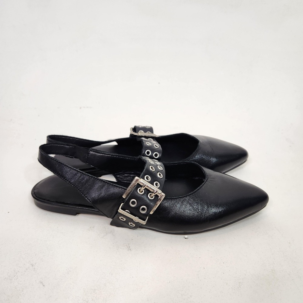 ANTONIO DE FARIA Carina Slingback Shoes Womens 8 39 EU Black Pointed Flats - Picture 2 of 10